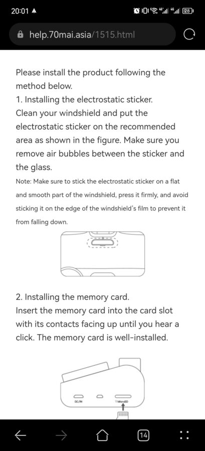70mai Dashcam pro plus manual 2