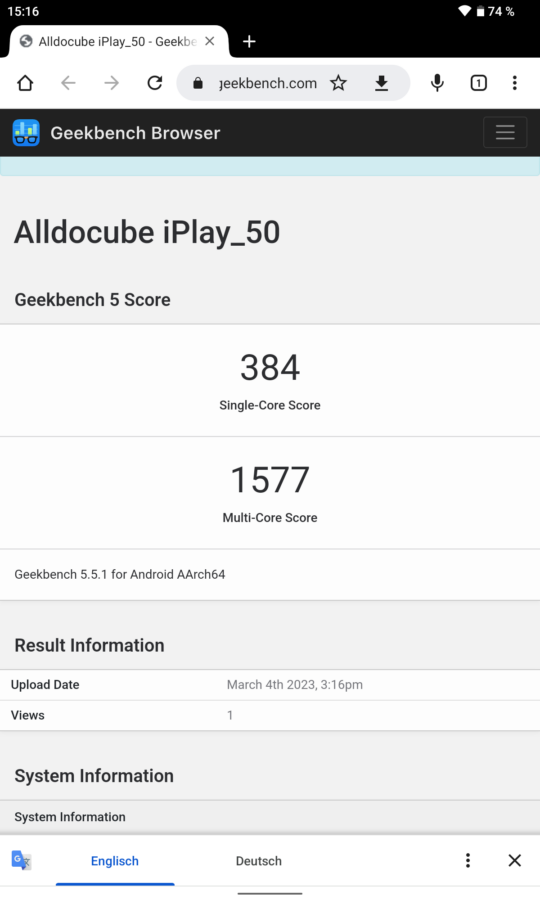 Screenshot iplay50 geekbench