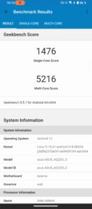 ASUS ROG Phone 7 Ultimate Test Screenshot  Geekbench 5