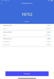 iPad Air 5 Test Screenshot Speicher