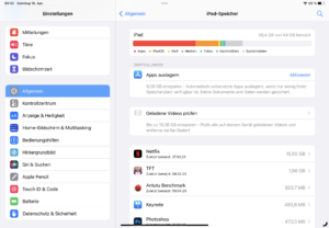 iPad Air 5 Test Screenshot Speicherkapazitaet