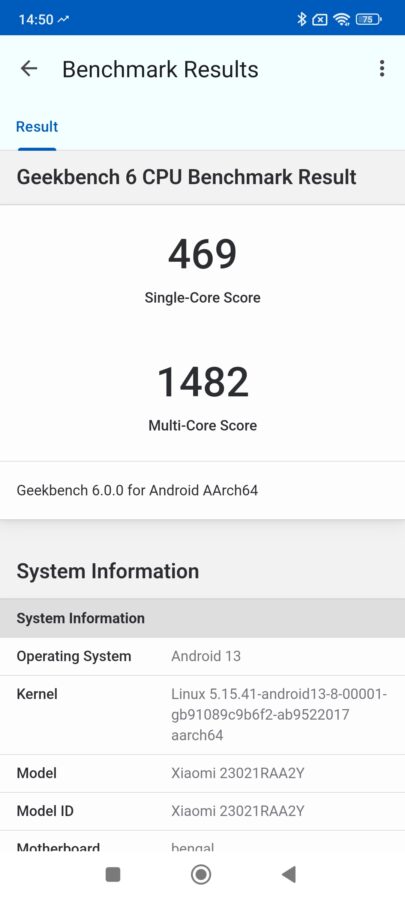 Redmi Note 12 4G geekbench 6