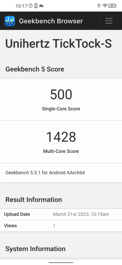 unihertz ticktock s geekbench