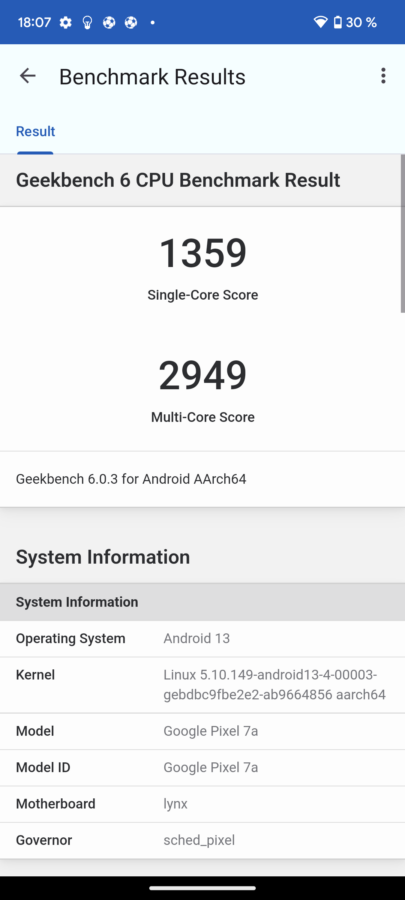 Google Pixel 7a Benchmarks Test Leistung 3