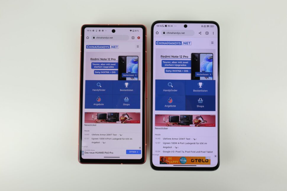 Google Pixel 7a vs. Poco F5 Pro Groessenvergleich