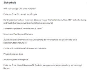 Sicherheit beim Pixel 7a