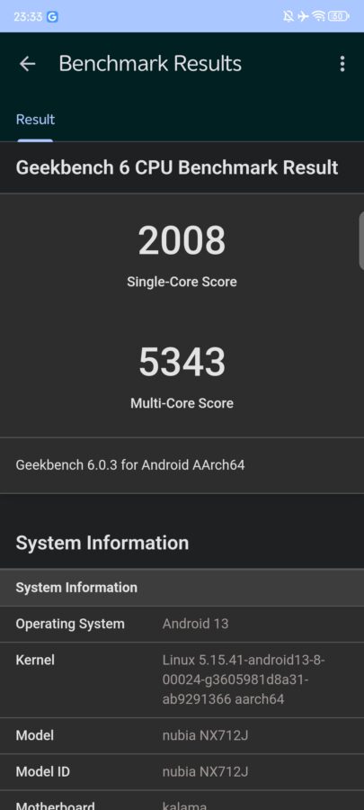 Nubia Z50 Ultra Geekbench