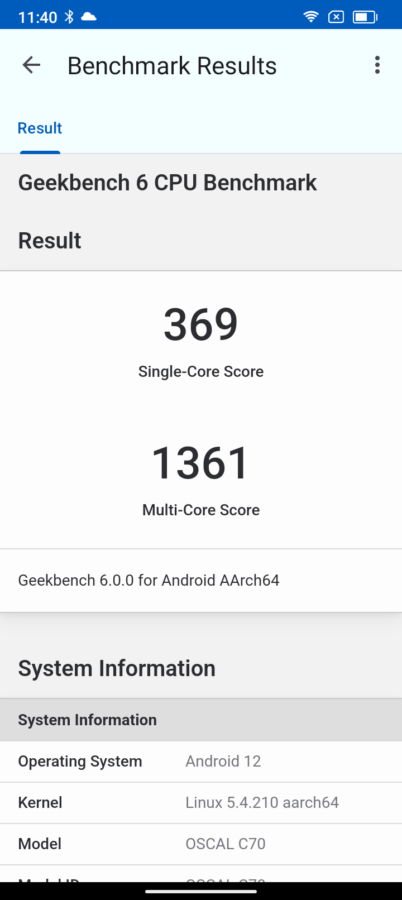 oscal c70 geekbench