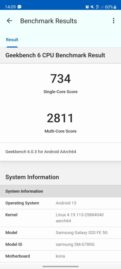 RAMPlus Geekbench mit Score 1 2