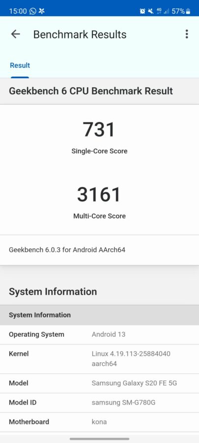 RAMPlus Geekbench mit Score 2