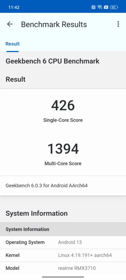 Screenshot C55 geekbench