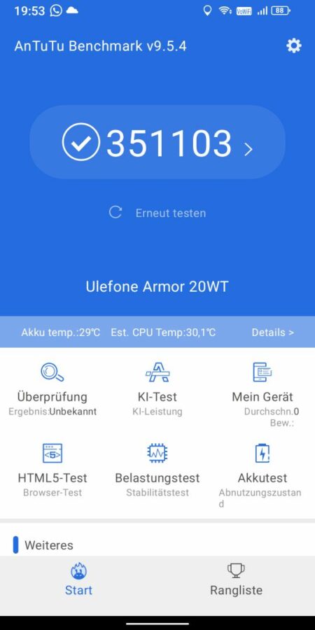 Benchmark Antutu Ulefone Armor 20WT