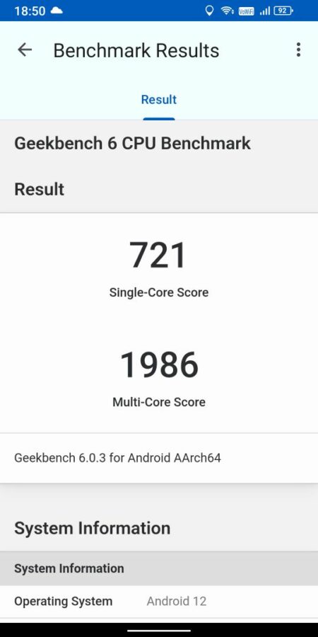 Benchmark Geekbench Ulefone Armor 20WT