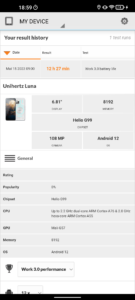 Unihertz Luna Akkubenchmark PCMark 2