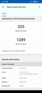 Cubot P80 Geekbench