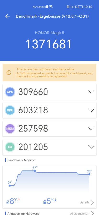 Honor Magic 5 Pro Benchmark antutu 8