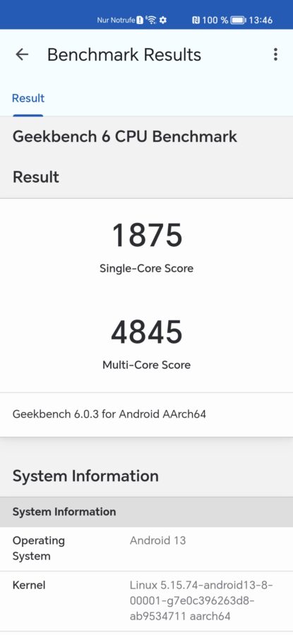 Honor Magic 5 Pro Benchmark geekbench 6