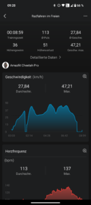 Amazfit Cheetah Pro Test Screenshot Fahrrad