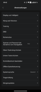 Amazfit Cheetah Pro Test Screenshot Uhreinstellungen