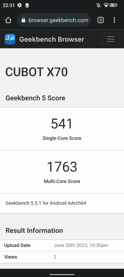 Cubot X70 Geekbench 5