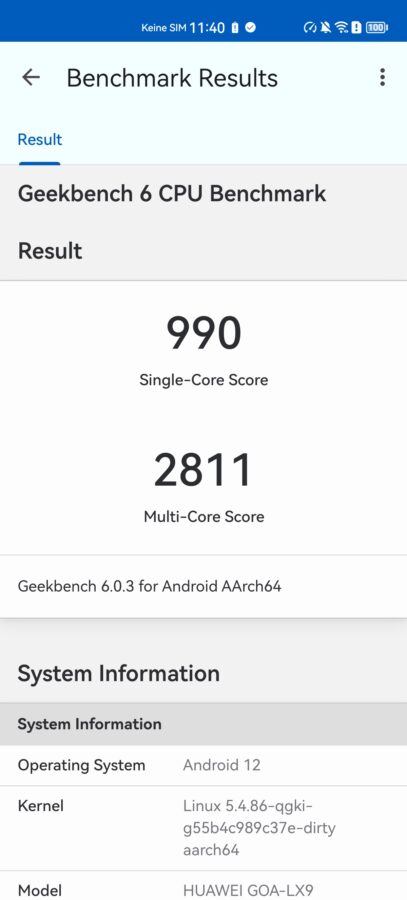 Huawei Nova 11 Pro Geekbench 6 Leistung 7