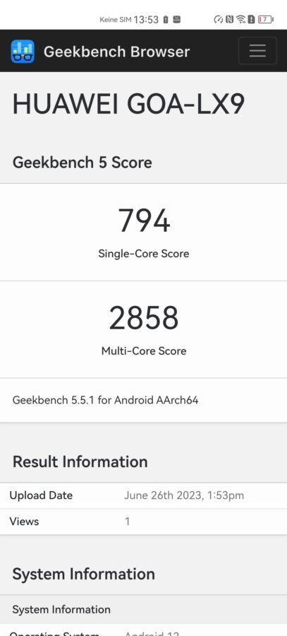 huawei nova 11 pro Geekbench 5