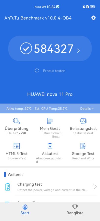 huawei nova 11 pro antutu Standard Modus