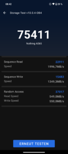 Nothing Phone 2 Test Screenshot Benchmark Speicher