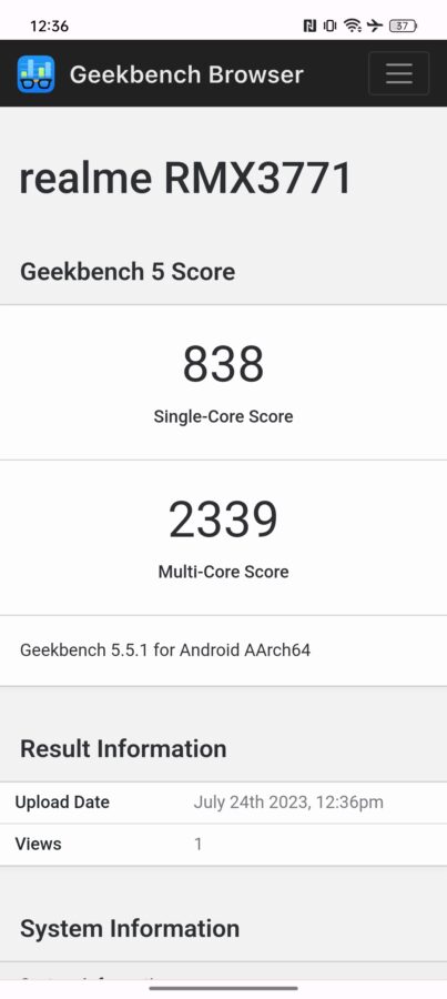 screenshot realme 11pro geekbench5