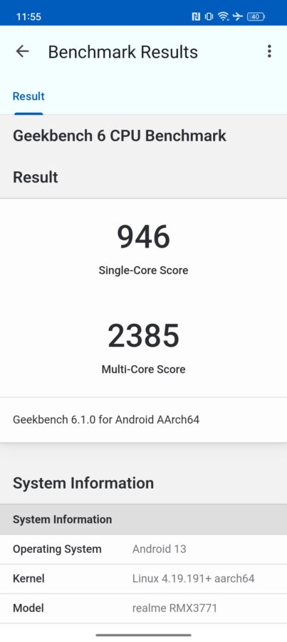 screenshot realme 11pro geekbench6