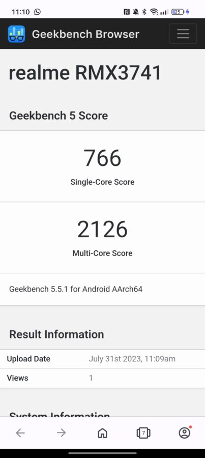 screenshots realme 11pro geekbench5