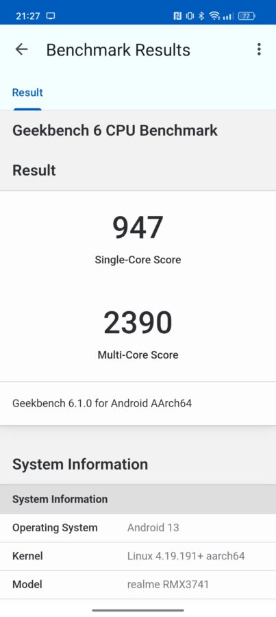 screenshots realme 11pro geekbench6