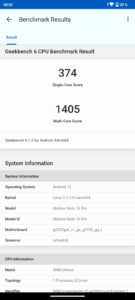 Ulefone Note 16 Pro Geekbench 6