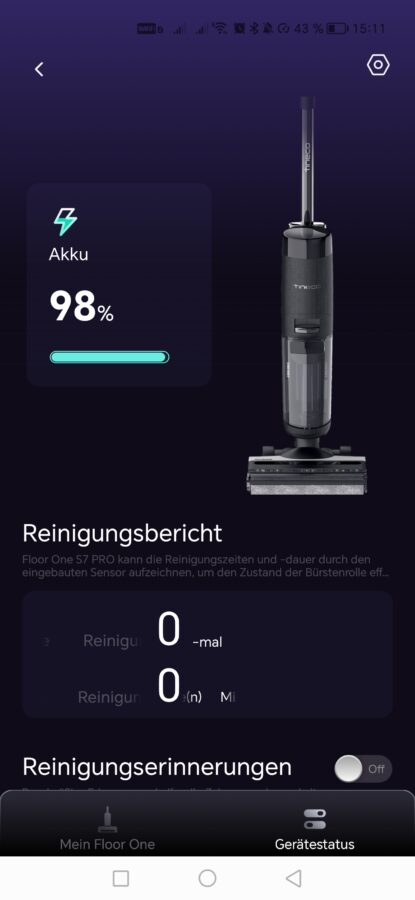 Tineco Floor One S7 Pro App Test 1