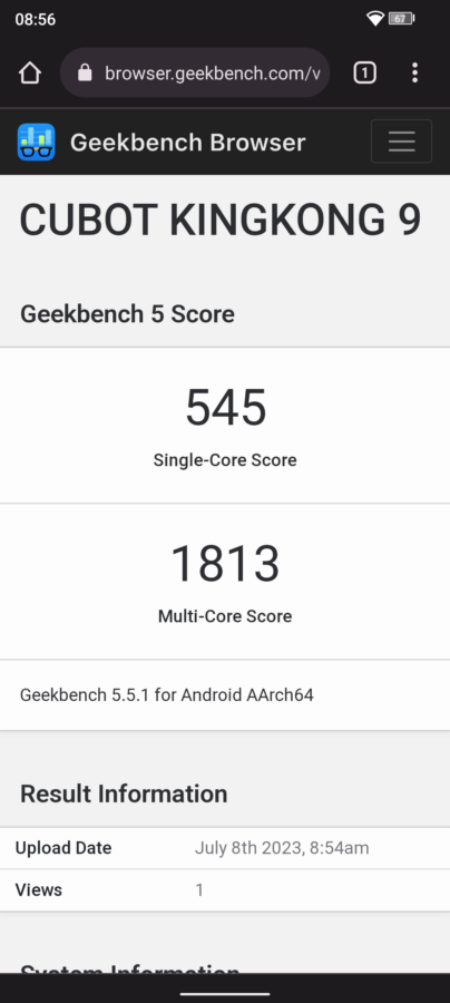 cubot kingkong 9 geekbench5