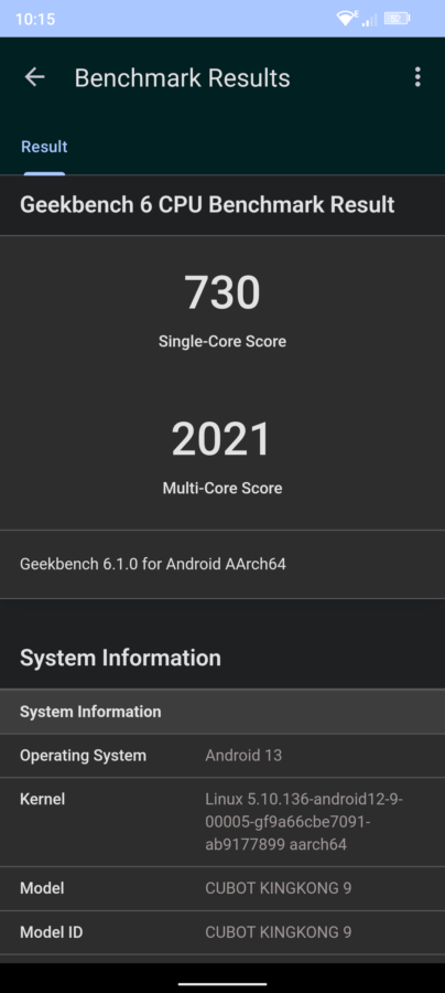 cubot kingkong 9 geekbench6