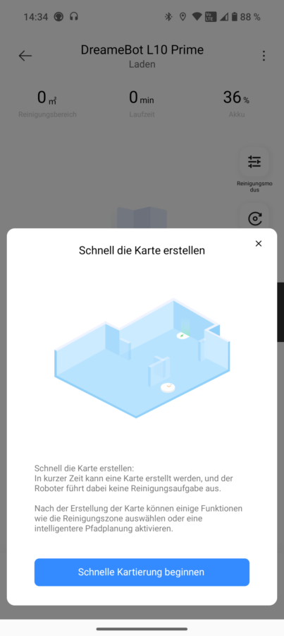 Dreame L10 Prime Test Screenshot Einrichtung 1