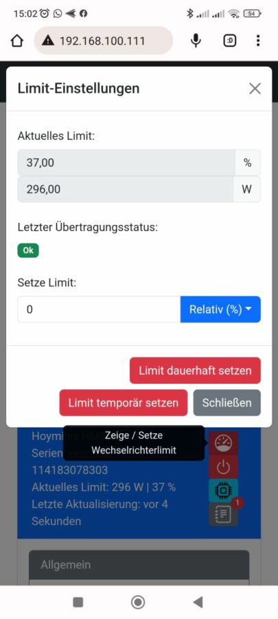 Hoymiles HM800 Steuerung2