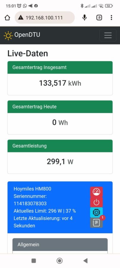 Hoymiles HM800 Steuerung3