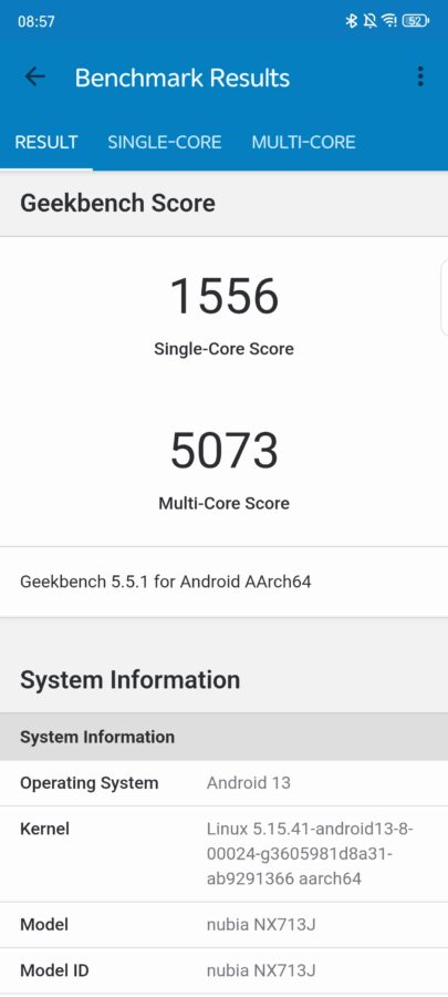 Nubia Z50S Pro Geekbench