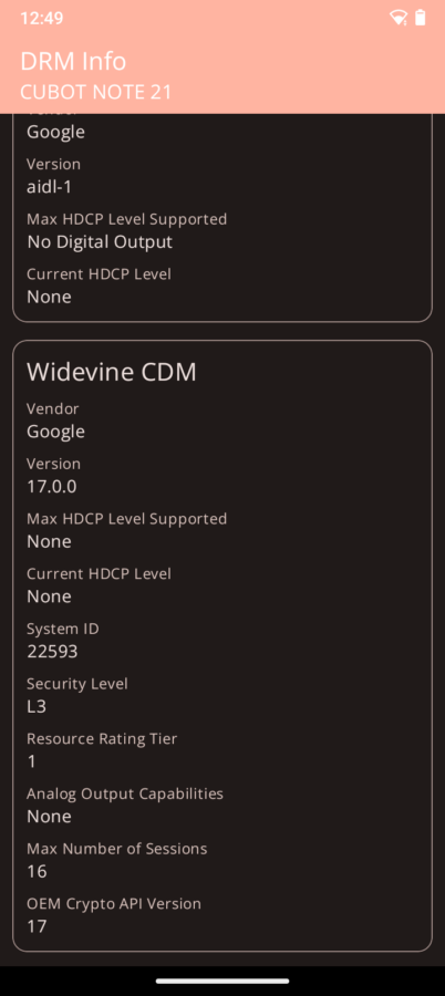 cubot note21 widevine