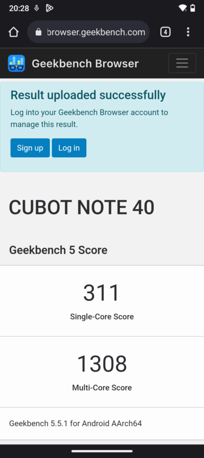 Cubot Note40 Antutu Geekbench