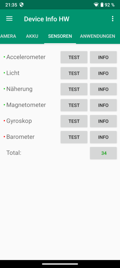 Cubot Note 40 Sensorik