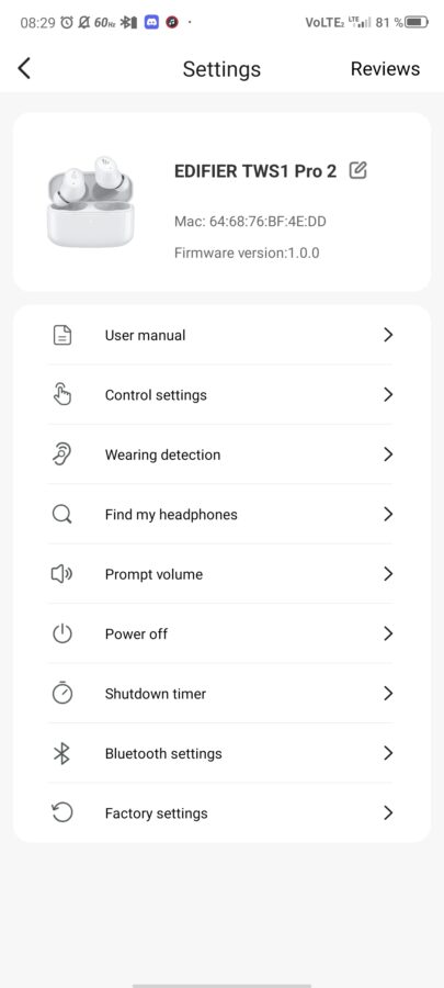 Edifier TWS1 Pro 2 Test App 10