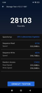Poco M5S Test Screenshot Speicher