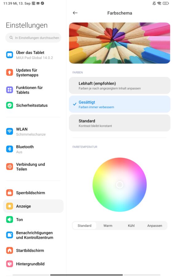 Redmi Pad SE Bildschirmeinstellungen 2