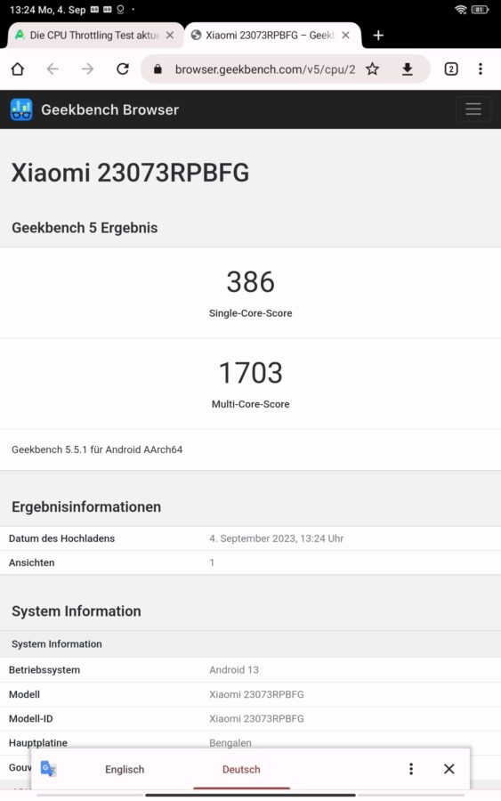 Redmi Pad SE Geekbench 5