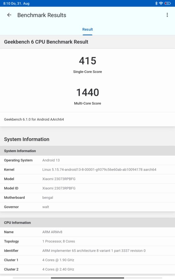 Redmi Pad SE Geekbench 6