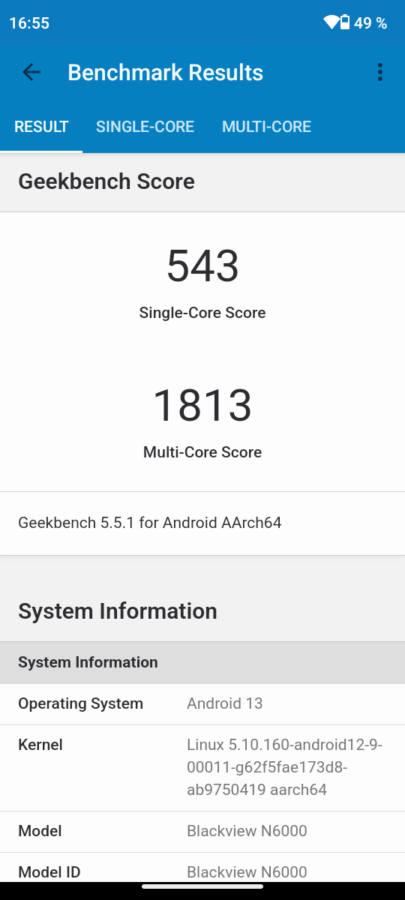 Test Blackview N6000 Geekbench