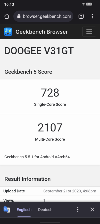 Doogee V31GT Geekbench 5